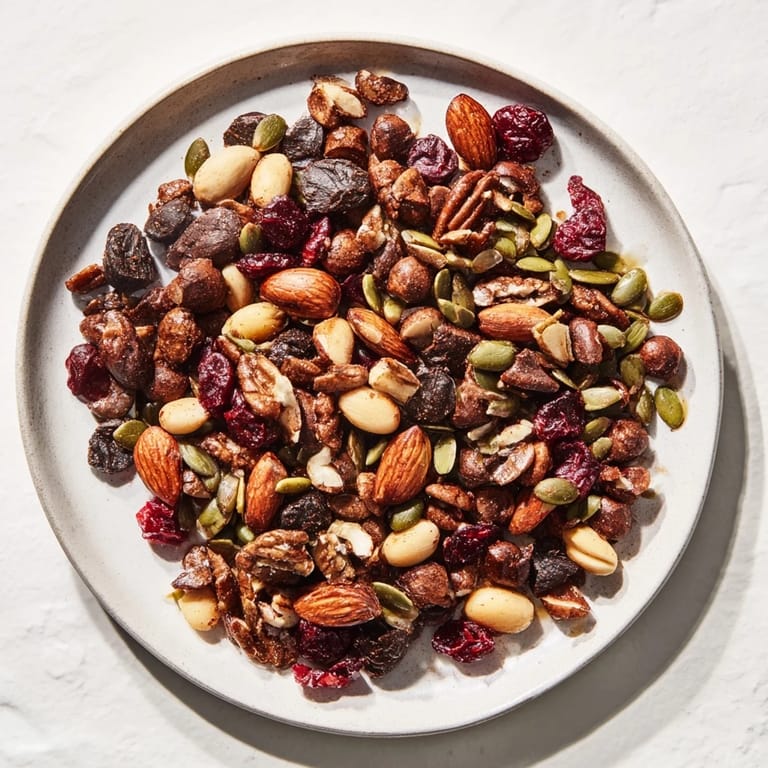 Savory Acorn & Oak Snack Mix, a mixture of seeds and nuts seasoned with warm spices.