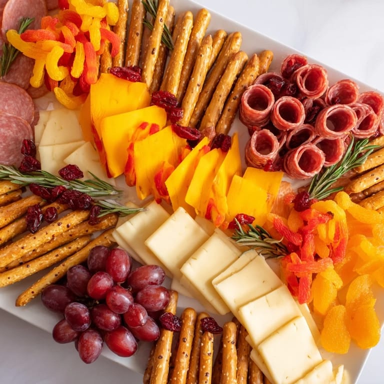 This Flicker Fire Log Snack Board recipe offers a delightful blend of flavors and textures, with fresh garnishes.