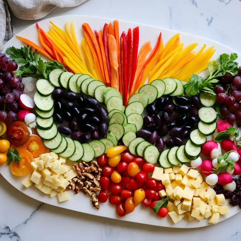 Colorful cheese cubes and grapes adorn this artful serving of The Masquerade Mask party platter.