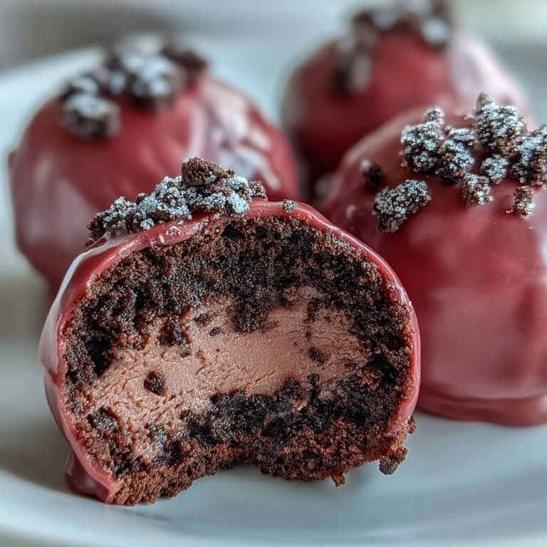 A platter of Oreo Truffle Balls with Pink Candy Coating, decorated with edible pearls.
