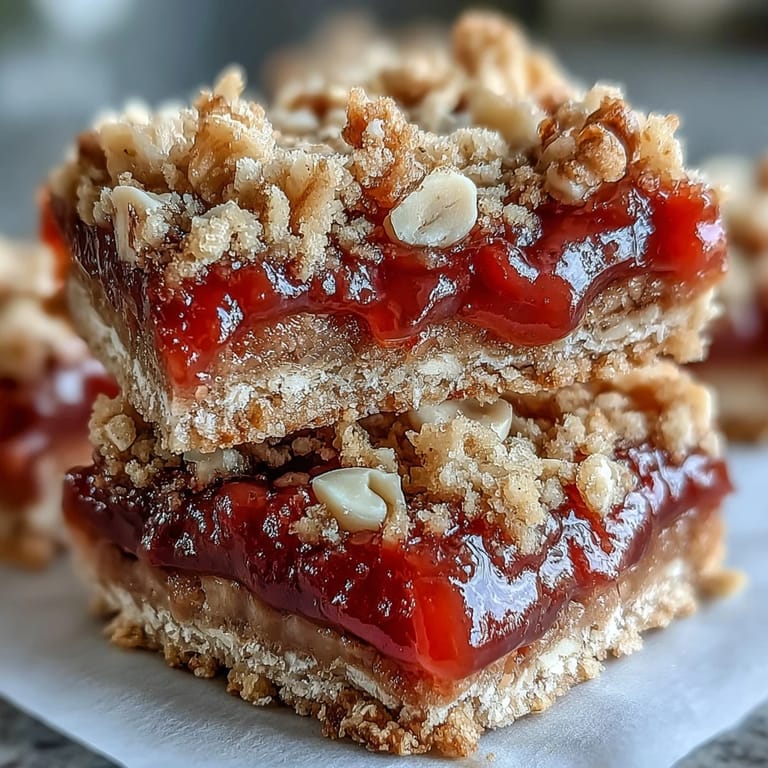 Warm Guava Jam Bars showcase a sticky guava filling and toasted coconut macadamia oat crumble.