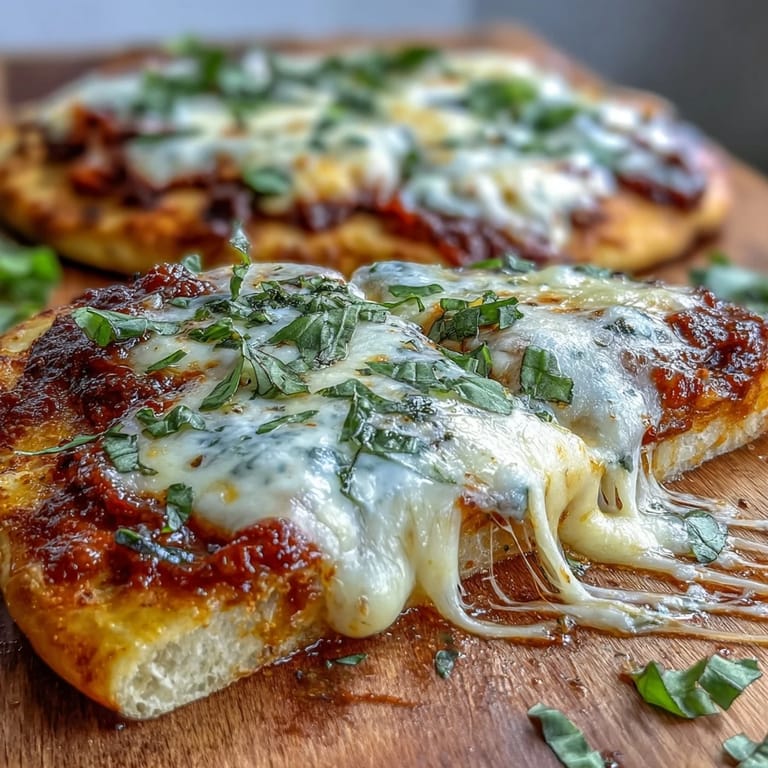 Cheesy Garlic Naan Margherita Pizzas on a baking sheet, ready to slice for a quick vegetarian dinner.