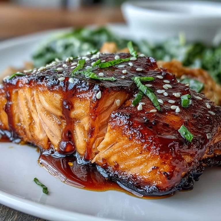 Flaky honey soy glazed salmon paired with crisp sesame broccoli, garnished with fresh spring onions and lime wedges.