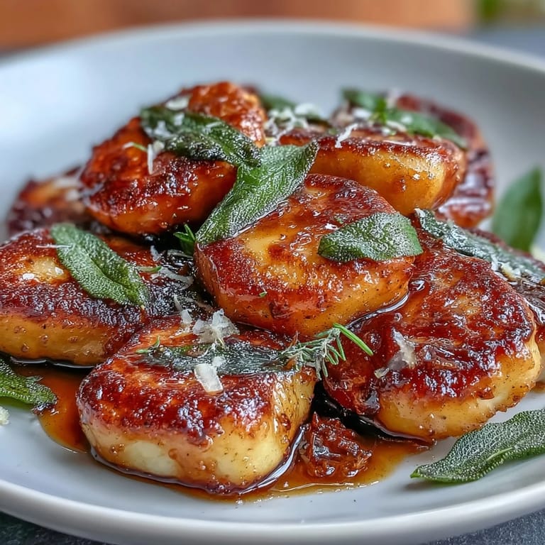 Nutty brown butter coats tender potato gnocchi, enhanced by fragrant fried sage in this comforting vegetarian main course.