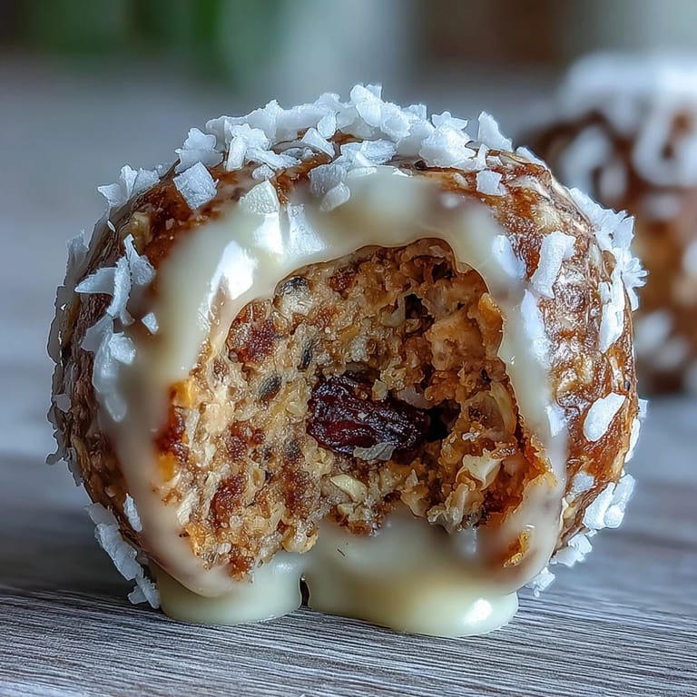 Vegan carrot cake bliss balls made with dates and carrots, perfect for a quick snack.