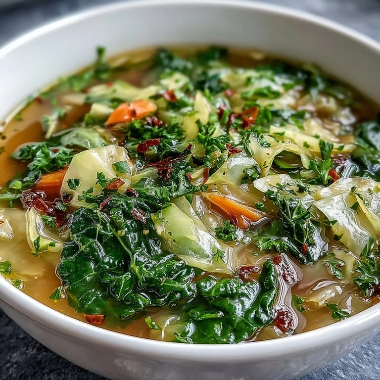 Aromatic Spring Detox Cabbage Soup featuring fresh ginger, lemon, and turmeric for a cleansing, plant-based meal.