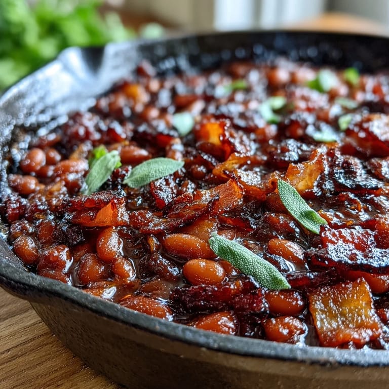 Rich molasses baked beans, a soulful Juneteenth BBQ side dish steaming.