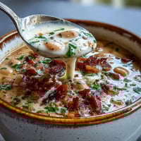 Creamy Ham and White Bean Soup with Herbs in a rustic bowl, garnished with fresh parsley and cracked black pepper.