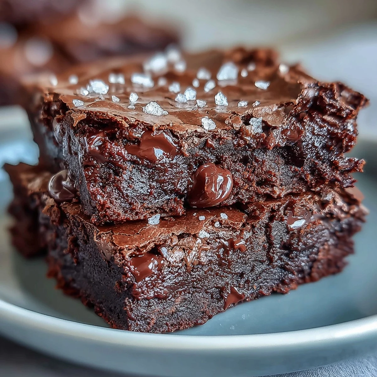 Decadent sourdough discard brownies with sea salt flakes, rich and fudgy, topped with chocolate chips for an irresistible dessert.