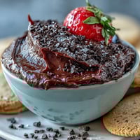 A creamy, protein-rich cottage cheese cookie dough dip topped with mini chocolate chips, perfect for dipping fresh fruit slices.