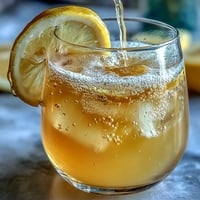 A refreshing glass of sparkling fermented lemonade, naturally fizzy and lightly sweet with a tangy citrus kick.