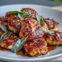 Golden brown butter gnocchi with crispy sage leaves, a rich and aromatic Italian vegetarian dish perfect for dinner.