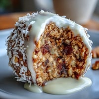 Healthy carrot cake bliss balls packed with walnuts, oats, and warm spices for a wholesome treat.  