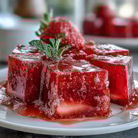 Jeweled Strawberry Rose Gelatin Mosaic Cake, bursting with fruit and floral flavors.